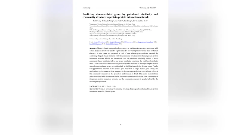 Predicting disease-related genes by path-based similarity and community   structure in protein-protein interaction network
