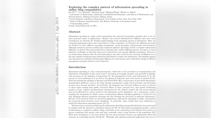 Exploring the complex pattern of information spreading in online blog   communities