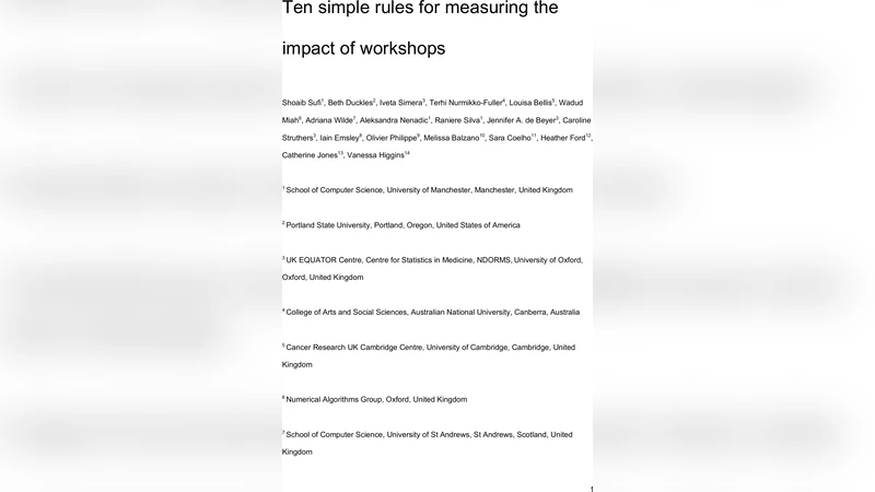 Ten simple rules for measuring the impact of workshops