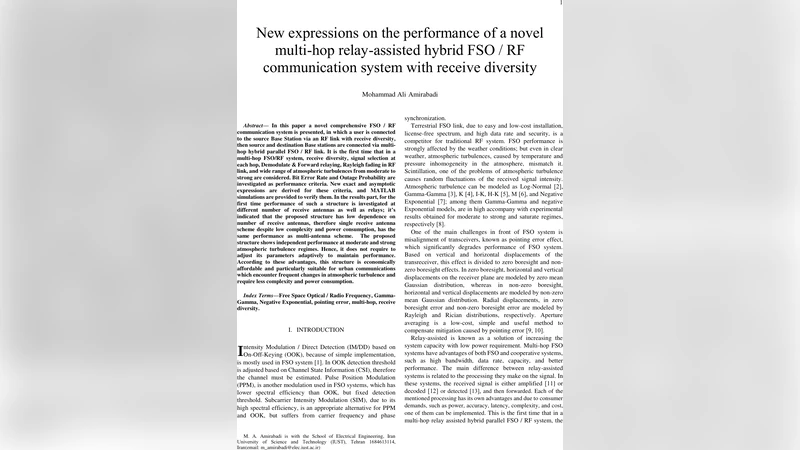 New expressions on the performance of a novel multi-hop relay-assisted   hybrid FSO / RF communication system with receive diversity