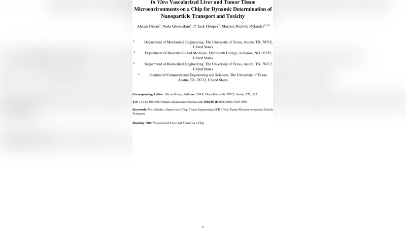 In Vitro Vascularized Liver and Tumor Tissue Microenvironments on a Chip   for Dynamic Determination of Nanoparticle Transport and Toxicity
