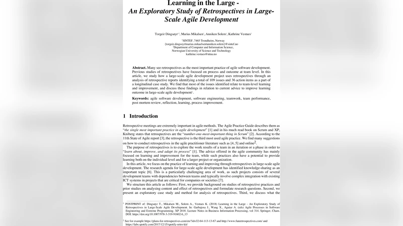 Learning in the Large - An Exploratory Study of Retrospectives in   Large-Scale Agile Development
