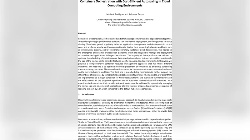 Containers Orchestration with Cost-Efficient Autoscaling in Cloud   Computing Environments