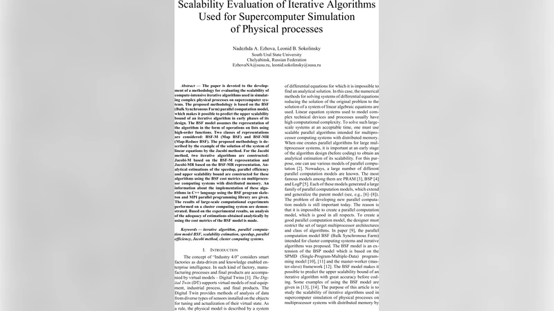 Scalability Evaluation of Iterative Algorithms Used for Supercomputer   Simulation of Physical processes