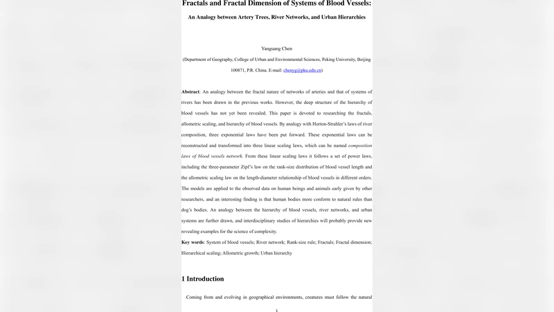 Fractals and fractal dimension of systems of blood vessels: An analogy   between artery trees, river networks, and urban hierarchies