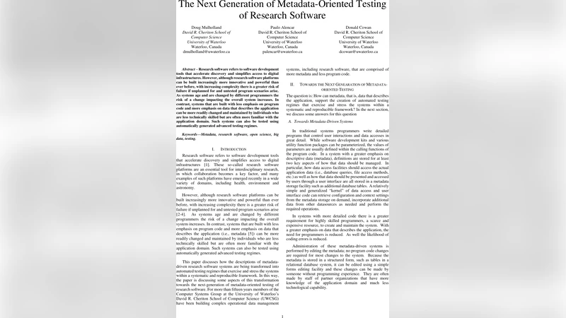 The Next Generation of Metadata-Oriented Testing of Research Software