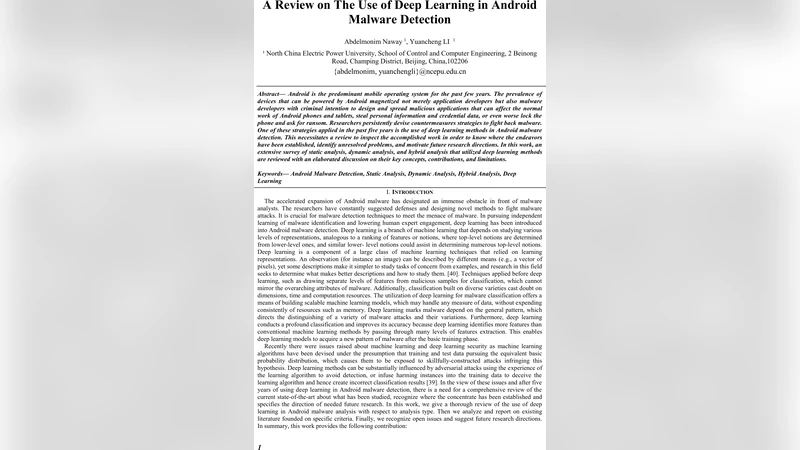 A Review on The Use of Deep Learning in Android Malware Detection