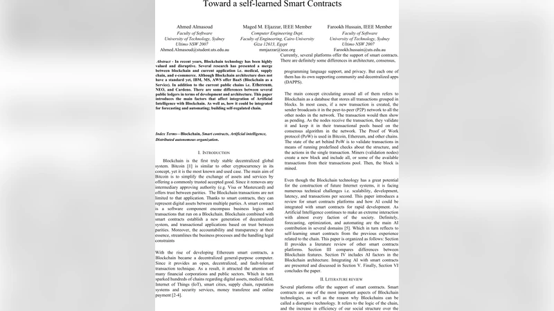 Toward a self-learned Smart Contracts