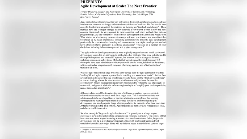 Agile Development at Scale: The Next Frontier