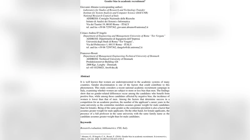 Gender bias in academic recruitment