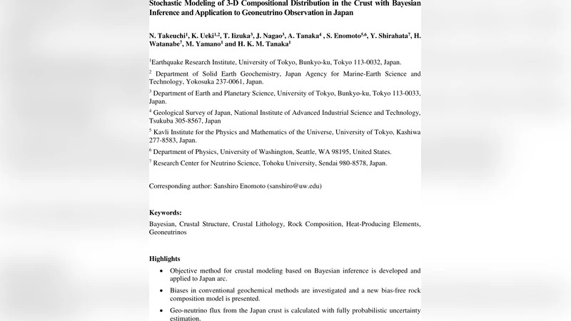 Stochastic Modeling of 3-D Compositional Distribution in the Crust with   Bayesian Inference and Application to Geoneutrino Observation in Japan
