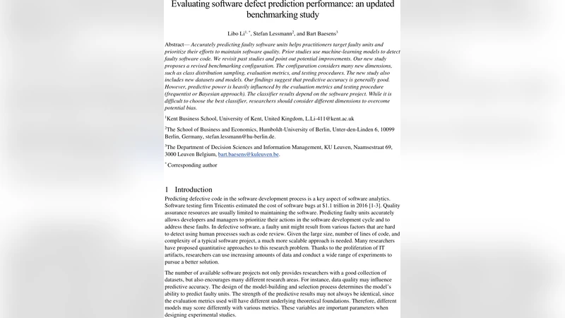 Evaluating software defect prediction performance: an updated   benchmarking study