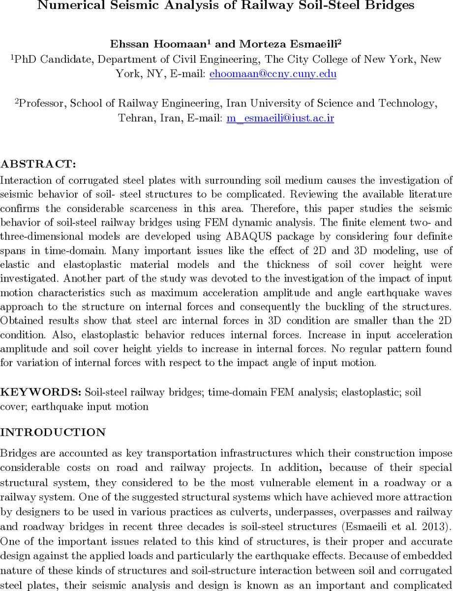 Numerical Seismic Analysis of Railway Soil-Steel Bridges