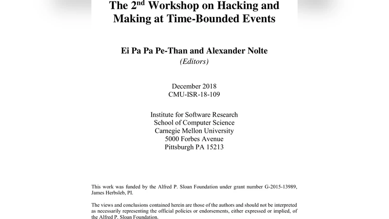 The 2nd Workshop on Hacking and Making at Time-Bounded Events