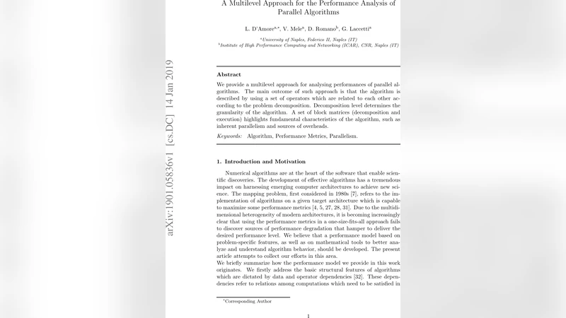 A Multilevel Approach for the Performance Analysis of Parallel   Algorithms