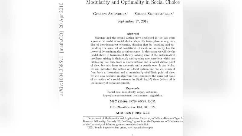 Modularity and Optimality in Social Choice