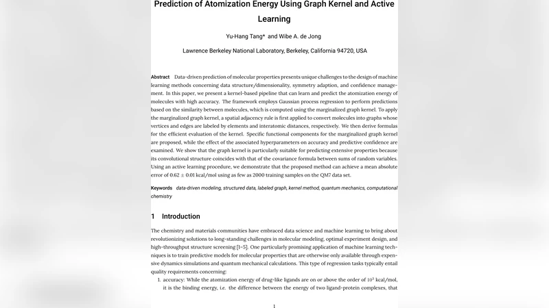 Prediction of Atomization Energy Using Graph Kernel and Active Learning