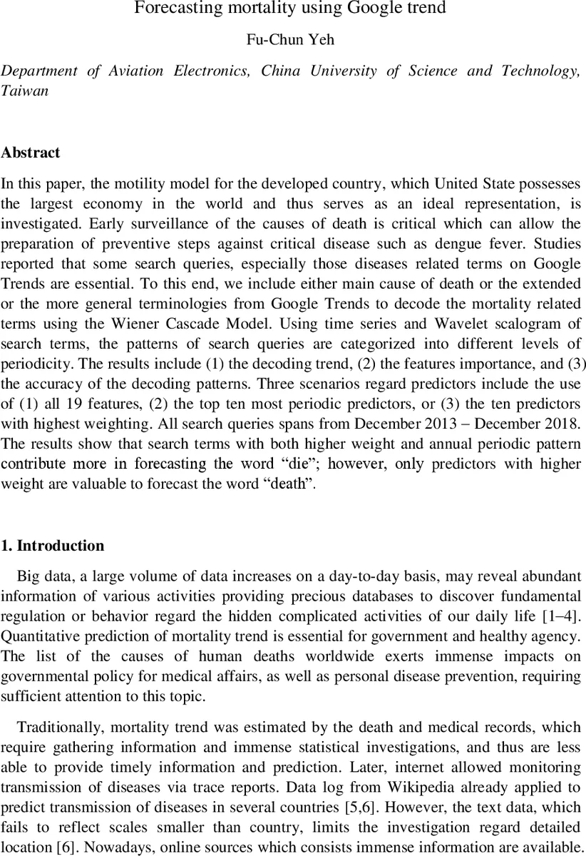 Forecasting mortality using Google trend