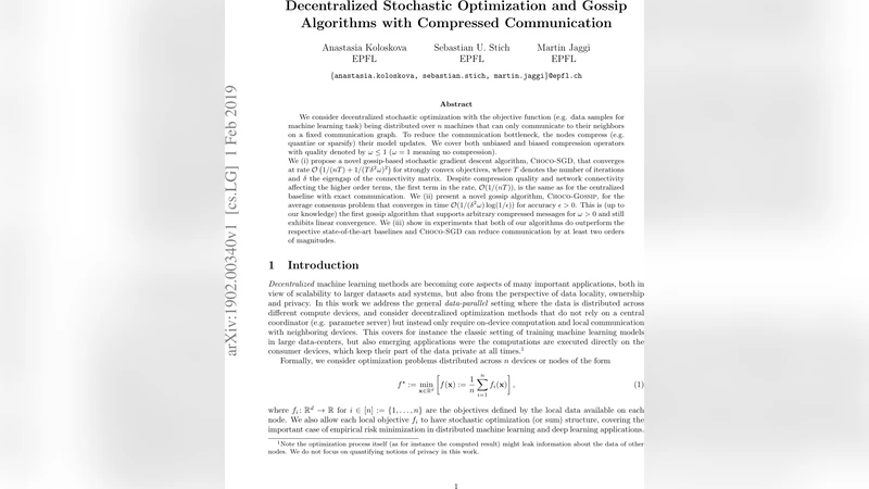 Decentralized Stochastic Optimization and Gossip Algorithms with   Compressed Communication