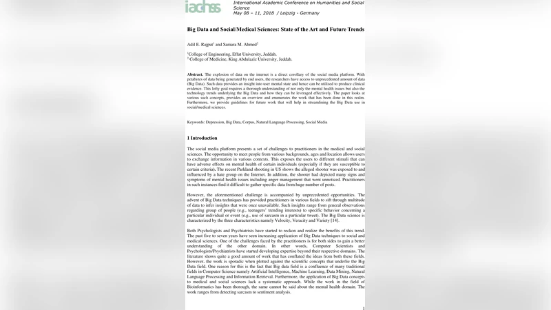 Big Data and Social/Medical Sciences: State of the Art and Future Trends