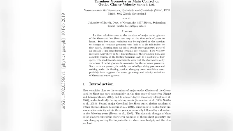 Terminus Geometry as Main Control on Outlet Glacier Velocity