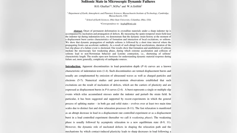 Solitonic State in Microscopic Dynamic Failures