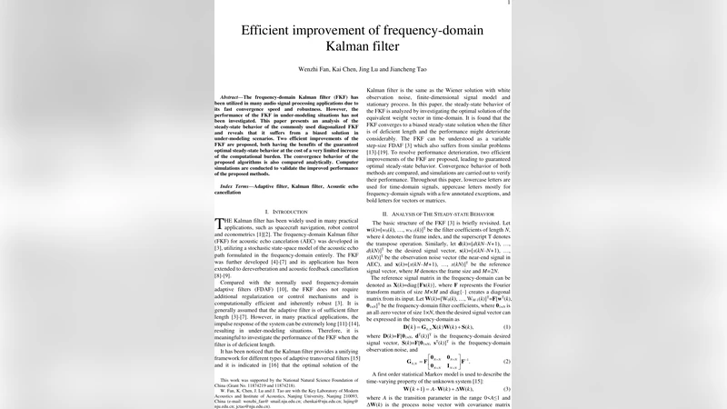 Efficient improvement of frequency-domain Kalman filter