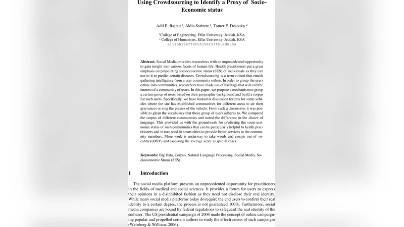 Using Crowdsourcing to Identify a Proxy of Socio-Economic status