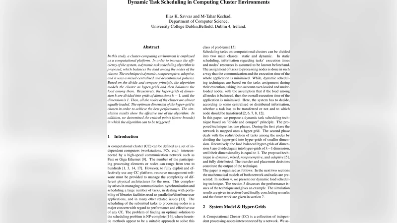 Dynamic task scheduling in computing cluster environments