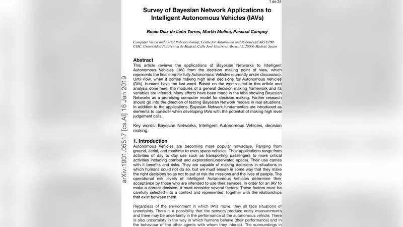 Survey of Bayesian Networks Applications to Intelligent Autonomous   Vehicles