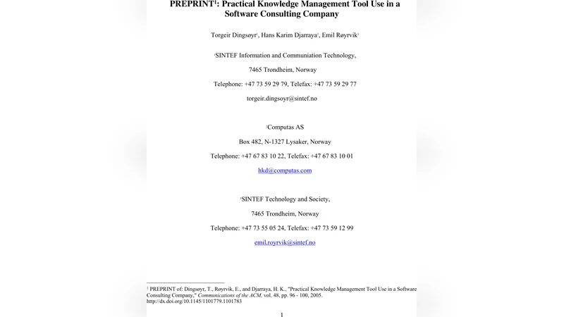 Practical Knowledge Management Tool Use in a Software Consulting Company