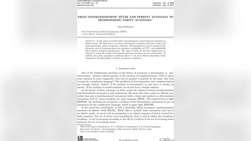 From Nondeterministic B"uchi and Streett Automata to Deterministic   Parity Automata