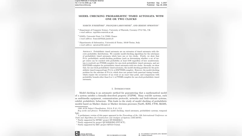 Model Checking Probabilistic Timed Automata with One or Two Clocks