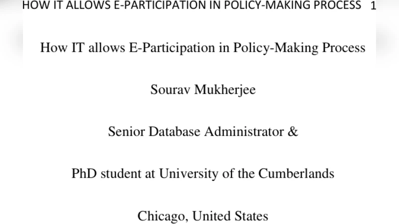 How IT allows E-Participation in Policy-Making Process