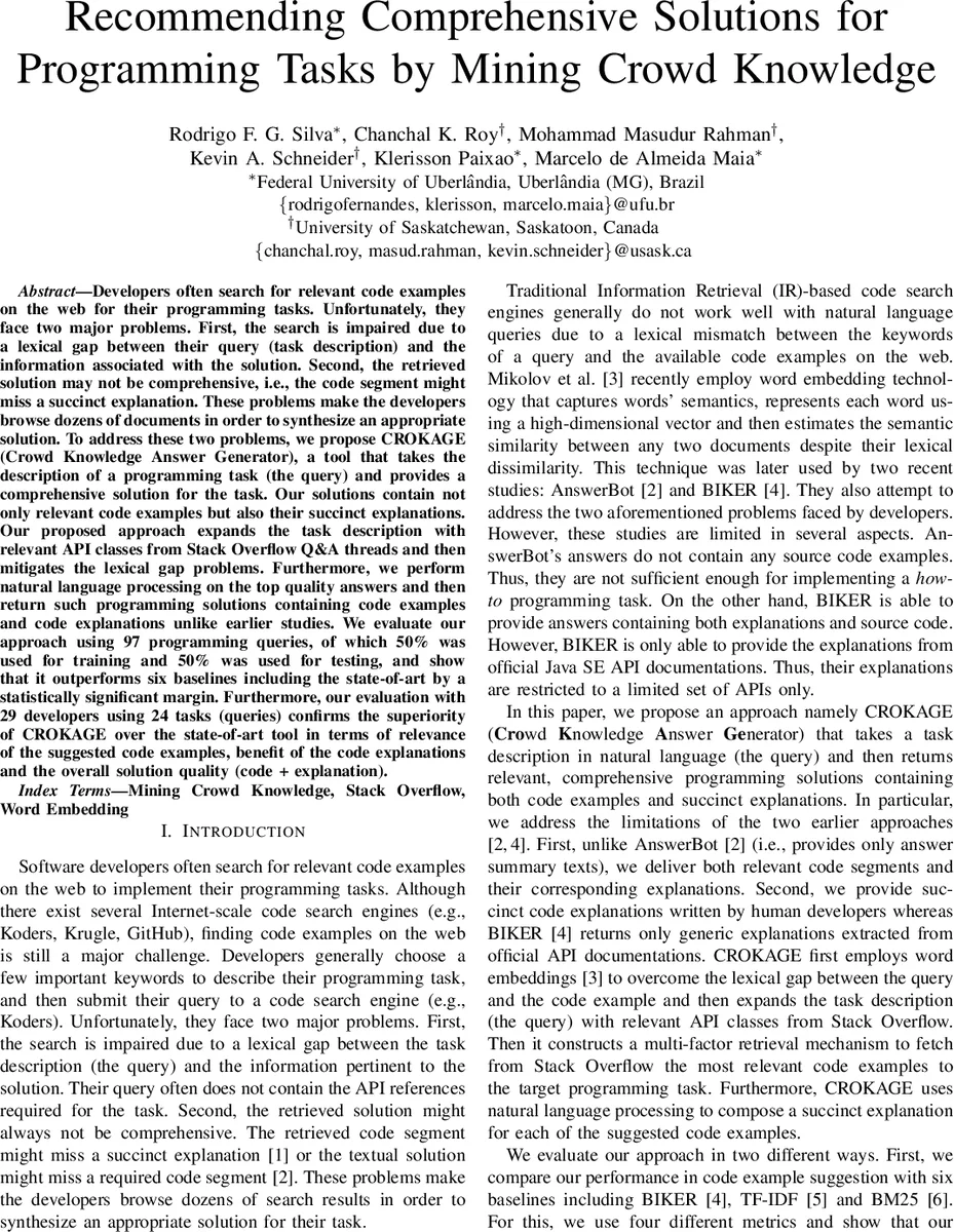 Recommending Comprehensive Solutions for Programming Tasks by Mining   Crowd Knowledge