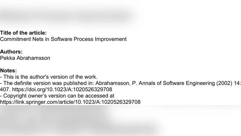 Commitment Nets in Software Process Improvement