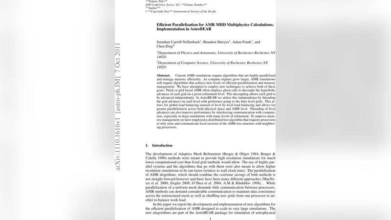 Efficient Parallelization for AMR MHD Multiphysics Calculations;   Implementation in AstroBEAR