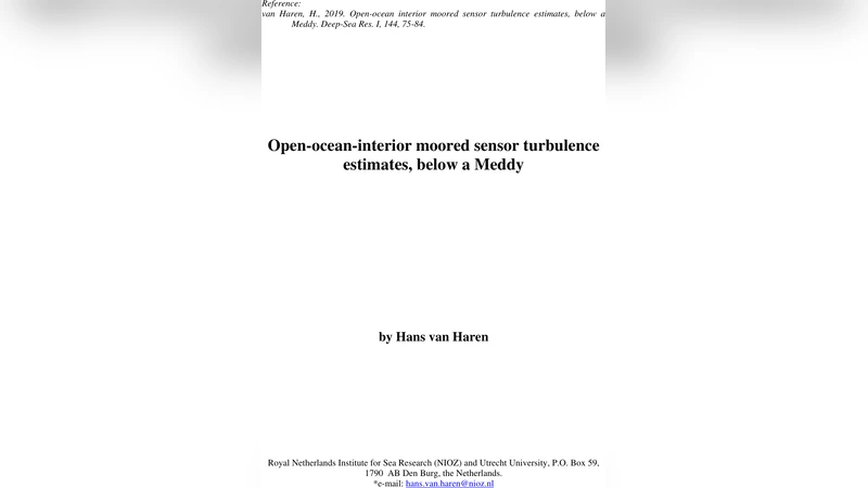 Open-ocean interior moored sensor turbulence estimates, below a Meddy