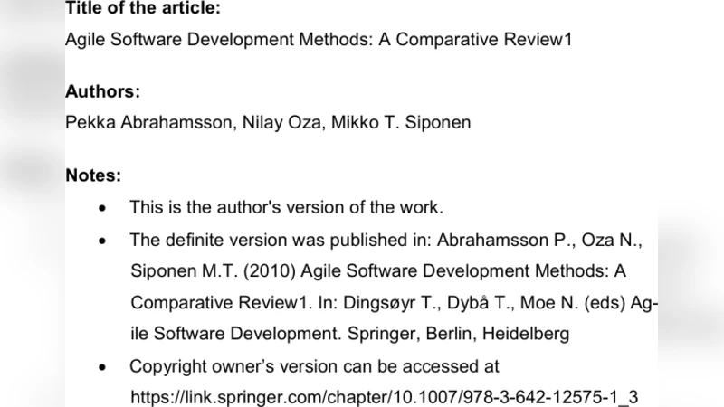 Agile Software Development Method, A Comparative Review1
