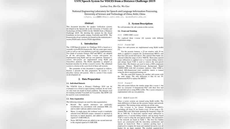 USTCSpeech System for VOiCES from a Distance Challenge 2019