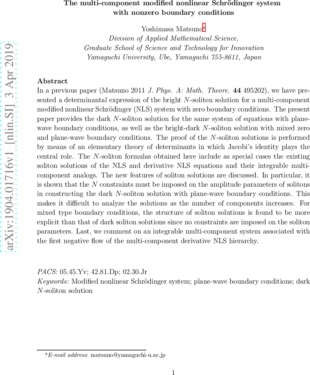The multi-component modified nonlinear Schr"odinger system with nonzero   boundary conditions