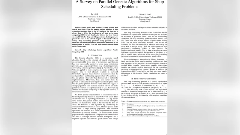 A Survey on Parallel Genetic Algorithms for Shop Scheduling Problems
