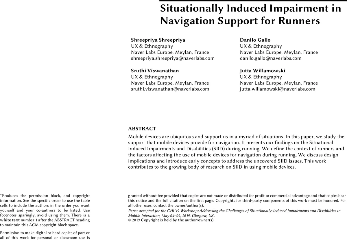Situationally Induced Impairment in Navigation Support for Runners