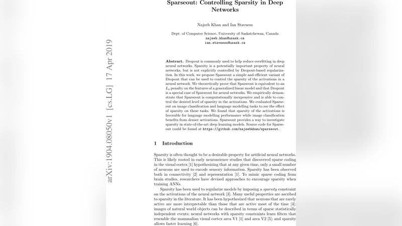 Sparseout: Controlling Sparsity in Deep Networks