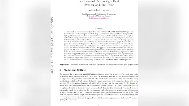 Fast Balanced Partitioning is Hard, Even on Grids and Trees