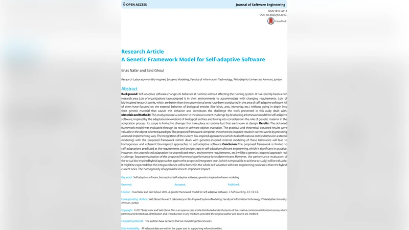 A Genetic Framework Model For Self-Adaptive Software