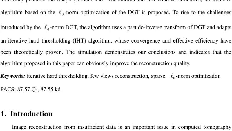 Image reconstruction from few views by L0-norm optimization