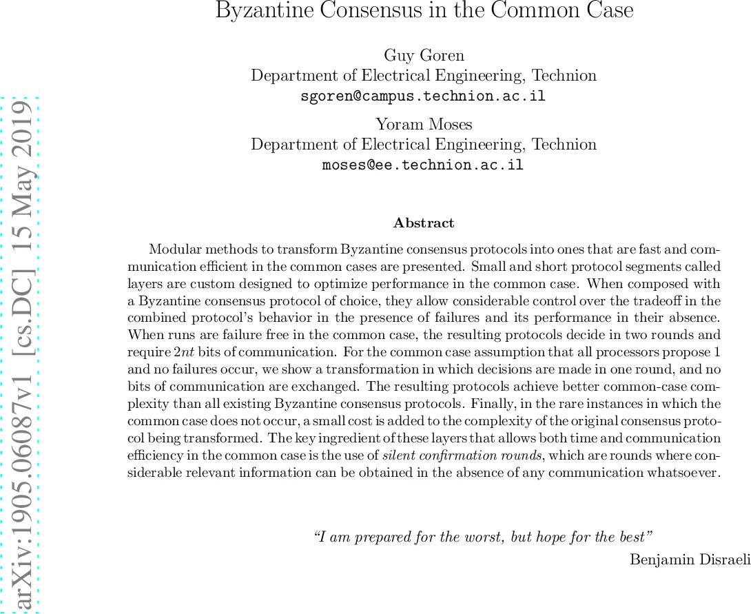Byzantine Consensus in the Common Case
