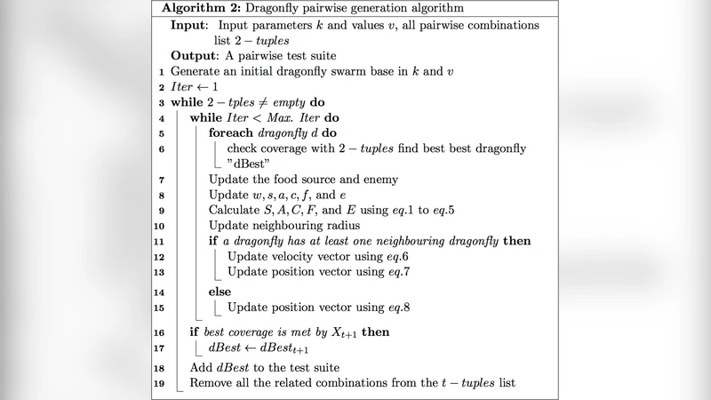 Generating Pairwise Combinatorial Interaction Test Suites Using Single   Objective Dragonfly Optimisation Algorithm