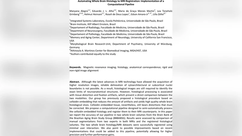 Automating Whole Brain Histology to MRI Registration: Implementation of   a Computational Pipeline